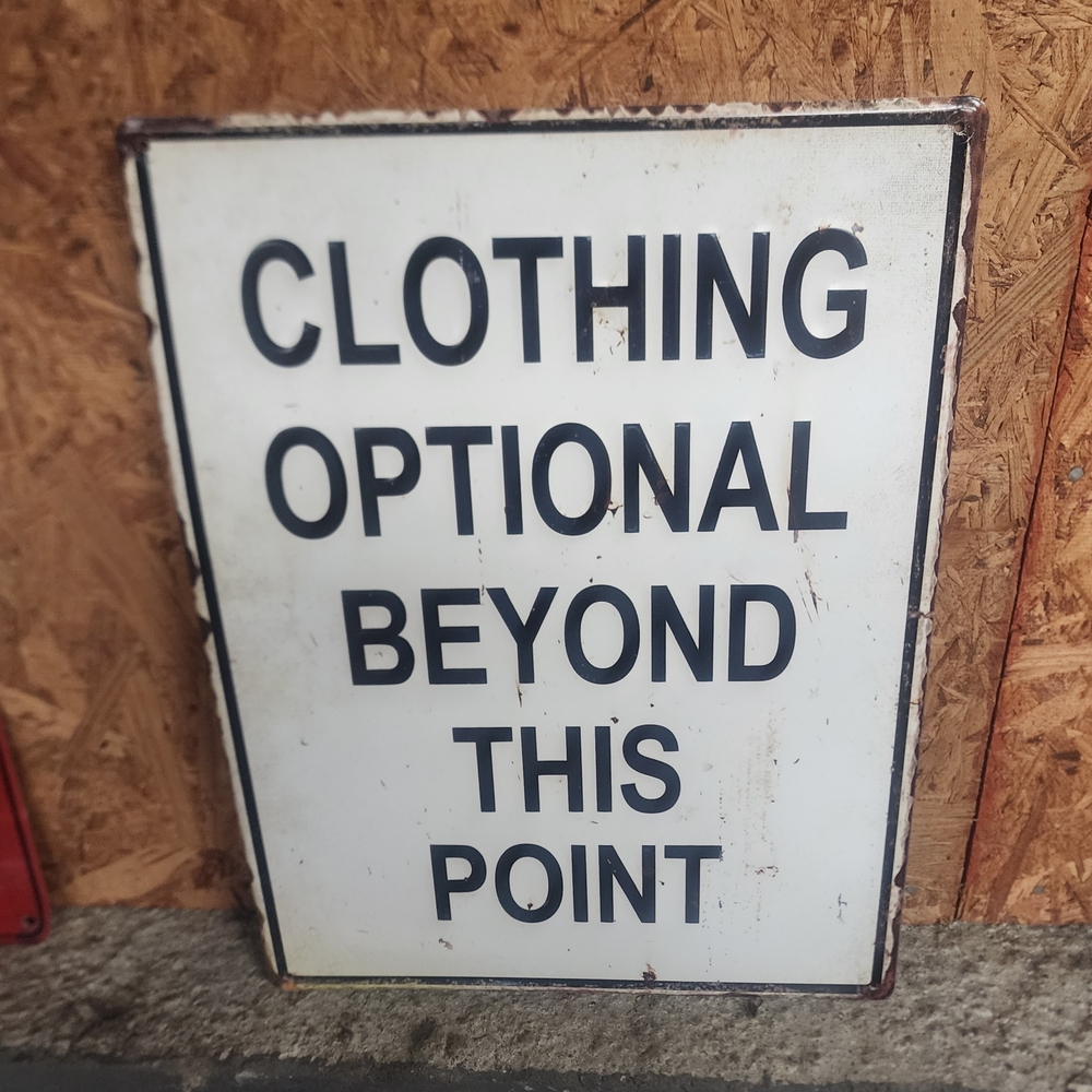 Clothing Optional Metal Sign